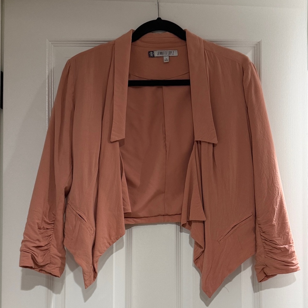 Jennifer Lopez Blush Pink Open Front Jacket